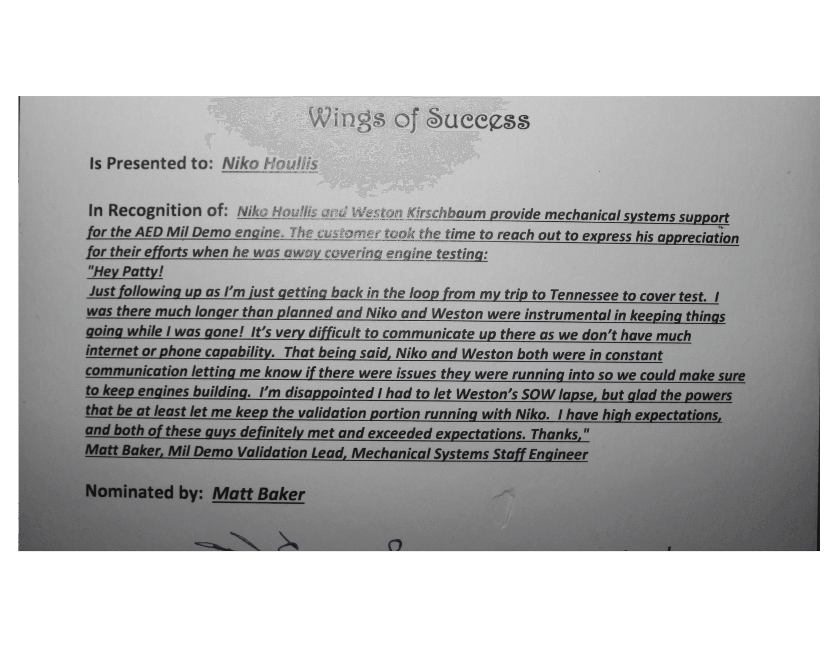 Eagle Award — AED Engine Support