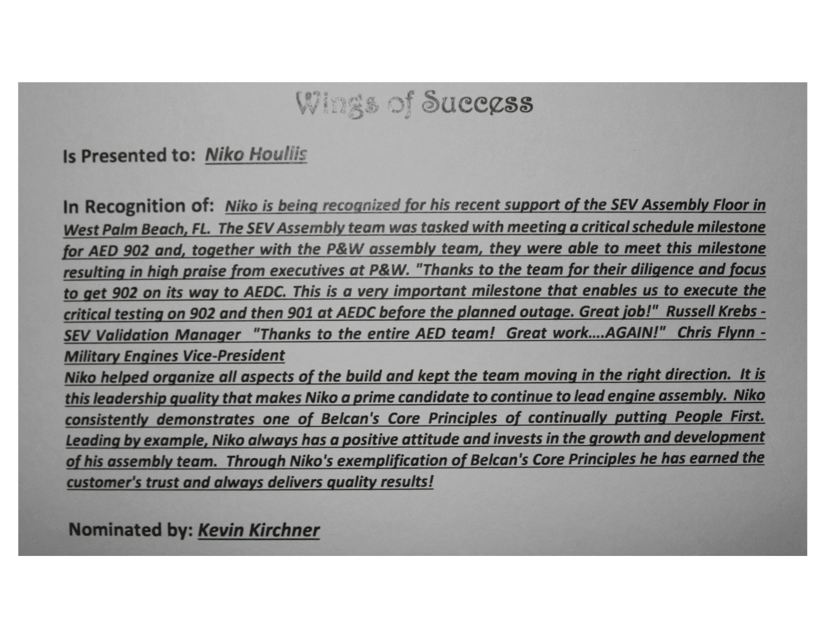 Eagle Award — AED 902 Milestone